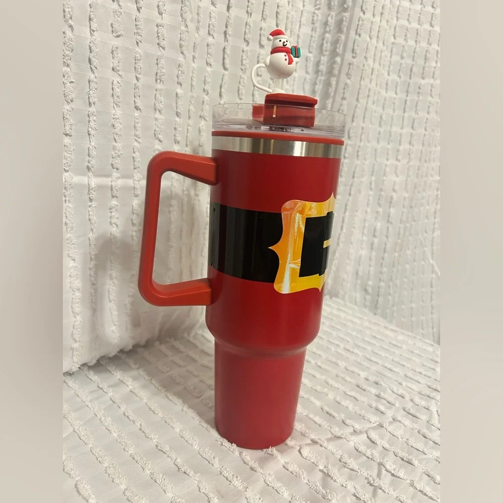 Red Santa‎ Belt Tumbler with Straw